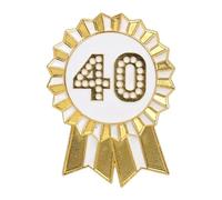 Talking Tables Badge Joyeux Or Blanc Émail Métal Rosette Réutilisable Accessoires pour Filles Adultes Enfants 40e Anniversaire Événement 4.5 cm de Diamètre