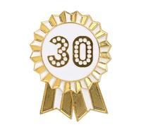 Talking Tables Badge Joyeux Anniversaire Or Blanc Émail Métal Rosette Réutilisable Accessoires pour Filles Adultes Enfants 30e Anniversaire Événement 4.5 cm de Diamètre