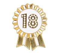 Talking Tables Badge Joyeux Or Blanc Émail Métal Rosette Réutilisable Accessoires pour Filles Adultes Enfants 18e Anniversaire Événement 4.5 cm de Diamètre