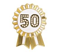 Talking Tables Badge Joyeux Or Blanc Émail Métal Rosette Réutilisable Accessoires pour Filles Adultes Enfants 50e Anniversaire Événement 4.5 cm de Diamètre