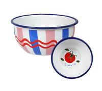 Talking Tables bol en émail Bon Appetit fait main à rayures 16cm design trempé durable et incassable pour snacks chips salades fruits soupes céréales ramen compatible lave-vaisselle