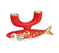 Talking Tables Bougeoir Conique en céramique pour intérieur - Rouge et doré - Décoration de Table en Forme de Poisson koï - Cadeau de fête des mères - Centre de Table - Décoration d'intérieur - Dîner