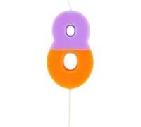 Talking Tables Bougie chiffre 8 orange et violet pour gâteaux | Décorations de gâteau d'anniversaire colorées pour fête d'enfants, garçons, filles, 8e, 18e anniversaire