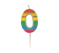 Talking Tables Bougie d'Anniversaire Chiffre 0 Arc-en-Ciel pour Gâteaux Décoration Qualité Premium Bougies Numériques Anniversaire Âge Milestone Hauteur 5,5 cm Emballage Recyclé