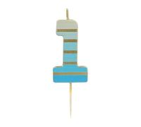 Talking Tables Bougie d'Anniversaire Chiffre 1 Bleue et Or pour Gâteaux Décoration Qualité Premium Anniversaire Âge Milestone Hauteur 5,5 cm Emballage Recyclé