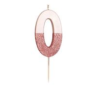 Talking Tables- Bougie numéro 0 de Paillettes d'or Rose | Décoration de gâteau de qualité supérieure | Jolie, Scintillante pour Les Enfants, Adultes, fête, Anniversaire, Jalon