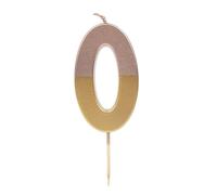 Talking Tables Gold Number 0 Candle Bougie Numéro 0 Or Décoration de gâteau rose de qualité supérieure pour enfants, adultes, adolescents, fête, anniversaire, 8 cm