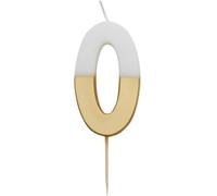 Talking Tables Bougie numéro 0 pour gâteaux, décoration pour gâteau de qualité supérieure, pour enfants, adultes, adolescents, fête d'anniversaire, blanc et Or