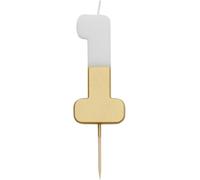 Talking Tables Bougie numéro 1 pour gâteaux, décoration pour gâteau de qualité supérieure, pour enfants, adultes, adolescents, fête du 1er anniversaire, 18e, 21e, anniversaire, blanc et Or