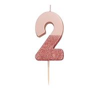 Talking Tables- Bougie numéro 2 à Paillettes en Or Rose | Décoration de gâteau de qualité supérieure | Jolie, Scintillante pour Les Enfants, Adultes, 21e, Anniversaire, Jalon