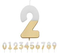 Talking Tables Bougie numéro 2 pour gâteaux, décoration pour gâteau de qualité supérieure, pour enfants, adultes, fête de 21e anniversaire, anniversaire, blanc et Or