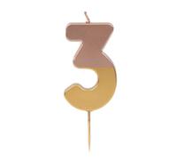 Talking Tables Bougie Numéro 3 Or Rose pour Gâteau d’Anniversaire, Bougie Chiffre 8 cm, Décoration Anniversaire, Enfants Adultes, Fête 30 Ans, Qualité Supérieure - Dimensions : 8 cm