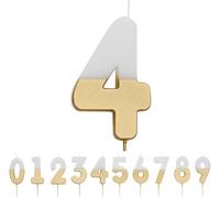 Talking Tables- Number Bougie numéro 4 pour gâteaux, BDAY-CANDLE-GLDV2-4, White/Gold, 8 cm