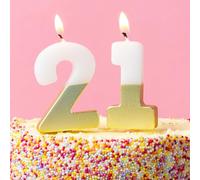Talking Tables Bougies d'Anniversaire Chiffre 21 Blanc et Or pour Gâteaux Décoration Qualité Premium Deux et Un Fête Anniversaire Âge Milestone Hauteur 5,5 cm Emballage Recyclé