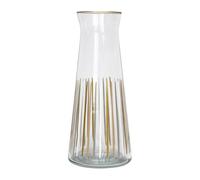 “Talking Tables White and Gold Striped Glass Jug Carafe Pitchers, 25 cm Narrow Neck Glass Carafes for Fridge, Water, Milk, Iced Tea, Juice, Beverage, Wine Decante