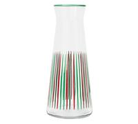 Talking Tables Carafe Pichet en Verre Rayures Rouges et Vertes, 25 cm Col Étroit pour Frigo, Eau, Lait, Thé Glacé, Jus, Vin, Noël