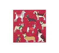 Talking Tables Christmas Paper Napkins Cute Dogs 20 Pack, Red Green Xmas Dinner Lunch Party