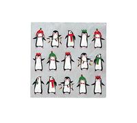 Talking Tables Christmas Paper Napkins Penguin Parade 20 Pack, Silver Xmas Dinner Lunch Party