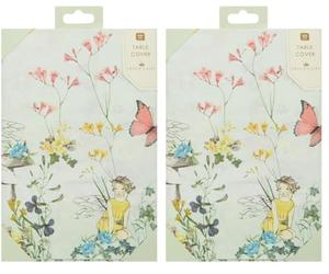 Talking Tables Couverture de table Féerique, Nappe en Papier Rectangulaire pour Fête d'Enfants | Vaisselle jetable pour fête papillon, fées des bois, décorations d'anniversaire,180 x 120 cm (Lot de 2)