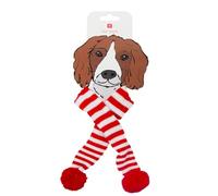 Talking Tables Écharpe de Noël Blanche et Rouge pour Chiens avec Pompons | Accessoires de Costume pour Animaux de Compagnie pour Cadeaux de Noël, Taille S - M
