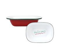 Talking Tables Enamelware Plat de Service Rouge 20cm Imprimé Delicious - Plateau Snacks Vaisselle Réutilisable Intérieur Extérieur