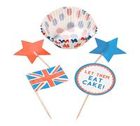 Talking Tables Ensemble de cupcakes à thème britannique pour l'été et les événements patriotiques Chaque lot comprend des étuis et 30 décorations rouge, blanc, bleu