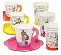 Talking Tables | Ensemble de tasses et soucoupes Alice au pays des merveilles, 12 pièces, décorations de fête du thé de l'après-midi du Chapelier fou pour anniversaire, réception-cadeau pour bébé