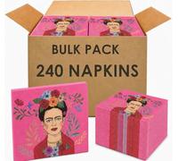 Talking Tables Frida Kahlo Lot de 240 serviettes en papier jetables pour fête mexicaine, anniversaire, fête d'été bohème et découpage Rose 25 cm