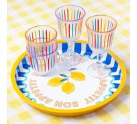 Talking Tables grand plateau rond pour boissons snacks condiments design citron décoratif et coloré idéal pour repas d'été BBQ repas en extérieur et fêtes de jardin en métal 31cm