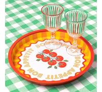 Talking Tables grand plateau rond pour boissons snacks condiments design tomates décoratif et coloré idéal pour repas d'été BBQ repas en extérieur et fêtes de jardin en métal 31cm
