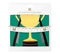 Talking Tables Guirlande 3 Mètres Blanc et Or Champions de Football Banderoles Fête Anniversaire Célébration Décoration Bannière