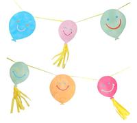 Talking Tables Guirlande en Papier Réutilisable Fanions Ballons Visage Souriant 3 Mètres 9.8FT Décoration Colorée pour Anniversaire Enfants Baby Shower Jardin Écologique