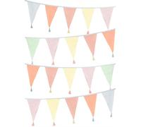 Talking Tables Guirlande Fanions Pastel en Tissu avec Pompons-3m | Triangle Pennant Garland, 100% Coton, Décoration Chambre Fille, Nurserie, Pâques, Baby Shower