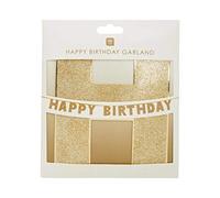 Talking Tables Guirlande Joyeux Anniversaire Dorée 3m Paillettes, Accrochage Facile sans Scotch Requis