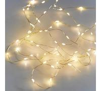 Talking Tables Guirlande lumineuse dorée 3 m 60 LED en tissu, fil doré, décoration de chambre, Noël, mariage, Saint-Valentin, fête de fiançailles, fête prénuptiale, dîner d'anniversaire