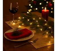 Talking Tables Guirlande lumineuse LED à piles pour une utilisation en intérieur avec fil doré pour décoration de table de Noël, mariage, Saint-Valentin, fiançailles, Noël, 60 ampoules de 3 m