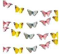 Talking Tables- Guirlande de Papillons en 3D de 5 m (16") | Décorations d'anniversaire Pastel | Fournitures pour la fête Enfants, thème des fées des Bois, Accessoires de Chambre à Coucher pour Filles