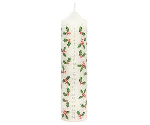 Talking Tables Holly Leaf Christmas Pillar Advent Candle for Wreath | 20.5cm Premium Unscented Wax, Dates to Countdown to Xmas Day | Statement Table Decoration, Home Décor