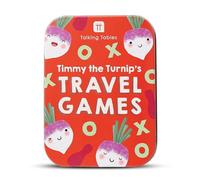 Talking Tables jeux de voyage pour enfants jeu en métal Snakes & Ladders, Noughts & Crosses, What am I ? taille poche jeu de cartes trajets en voiture cadeau d'anniversaire Noël sans plastique pour 5+