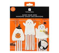 Talking Tables Kit de bricolage effrayant pour Halloween, faites 6 fantômes en papier avec des chapeaux colorés, des autocollants et des pompons, activité créative pour fête d'enfants