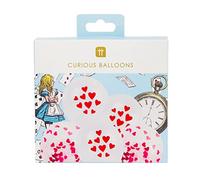 Talking Tables Lot 12 ballons en forme de cœur rouge, Alice au pays des merveilles décorations de fête pour Saint-Valentin, Motif imprimé et ballons confettis avec ruban à fixer TSALICE-V2-BALLOON