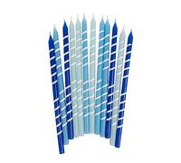 Talking Tables Lot de 12 bougies d'anniversaire bleues avec supports - Décorations de gâteau amusantes pour garçons ou filles - 12,5 cm