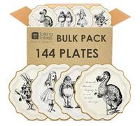 Talking Tables Lot de 144 assiettes jetables en carton sur le thème d'Alice au pays des merveilles - Chapelier fou - Décorations de table pour anniversaire, fête prénatale, thé crème, fête des mères,
