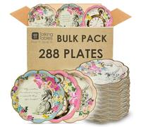 Talking Tables Lot de 144 assiettes jetables en carton sur le thème d'Alice au pays des merveilles, fournitures pour décoration de table d'anniversaire, fête prénatale, fête des mères, rose, taille 22