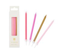 Talking Tables Lot de 16 bougies d'anniversaire Motif roses pour décorer votre gâteau et célébrer