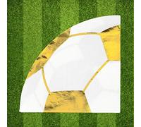 Talking Tables Lot de 16 Serviettes en Papier Blanc et Or Fête Thème Football Anniversaire Célébration Feuille Aluminium Décorative 25cm