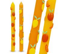 Talking Tables Lot de 2 bougies colorées peintes à la main en 3D Motif agrumes citron et orange Idéal pour un anniversaire ou la fête des mères 8 heures de combustion Écologique
