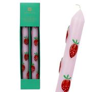 Lot de 2 bougies peintes à la main en forme de fraises roses 3D | Cadeau idéal pour un anniversaire ou la fête des mères non parfumées, 8 heures de combustion - Emballage respectueux de