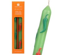 Talking Tables Lot de 2 bougies peintes à la main en forme de piment 3D de 24,9 cm - Bougies fantaisie pour Noël ou Thanksgiving - Non parfumées - 6 heures de combustion - Décoration de table d'été