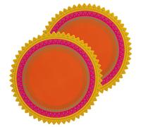 Talking Tables Lot de 2 grands plateaux de service réutilisables et faciles à nettoyer pour décorations de table ou sets de table de fête Diwali | Événement sur le thème Bollywood | Motif